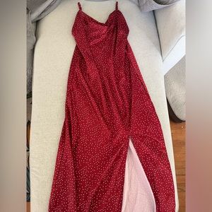 Polka dot cowl neck slip dress